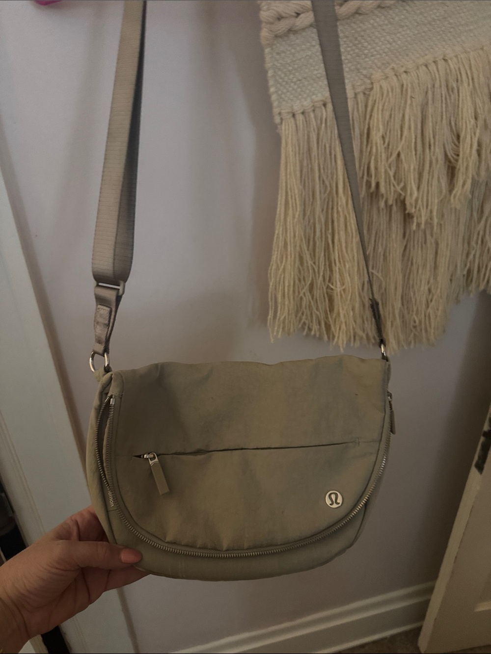lululemon athletica sage green crossbody sling
